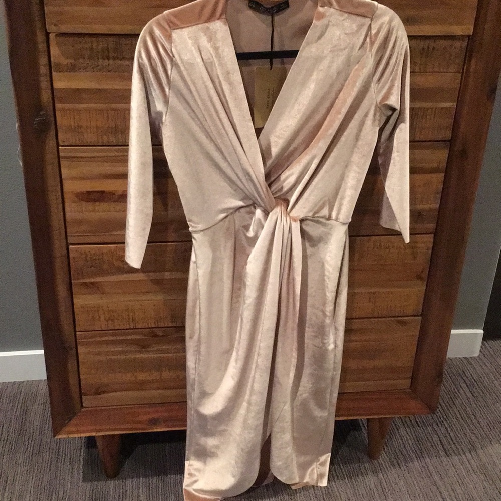 Zara Nude Pink Velvet Dress